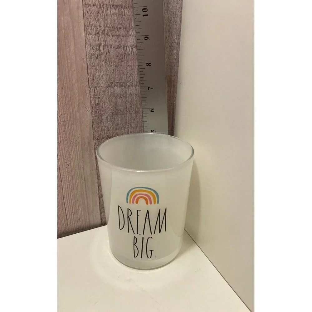 Rae Dunn Inspired Dream‎ Big Rainbow Glass Candle Holder Jar Home Decor